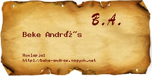 Beke András névjegykártya